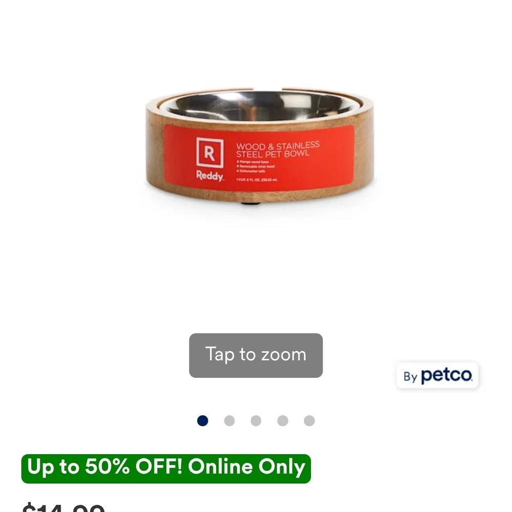 Freddy Wooden and Stainless Steel Pet Bowl